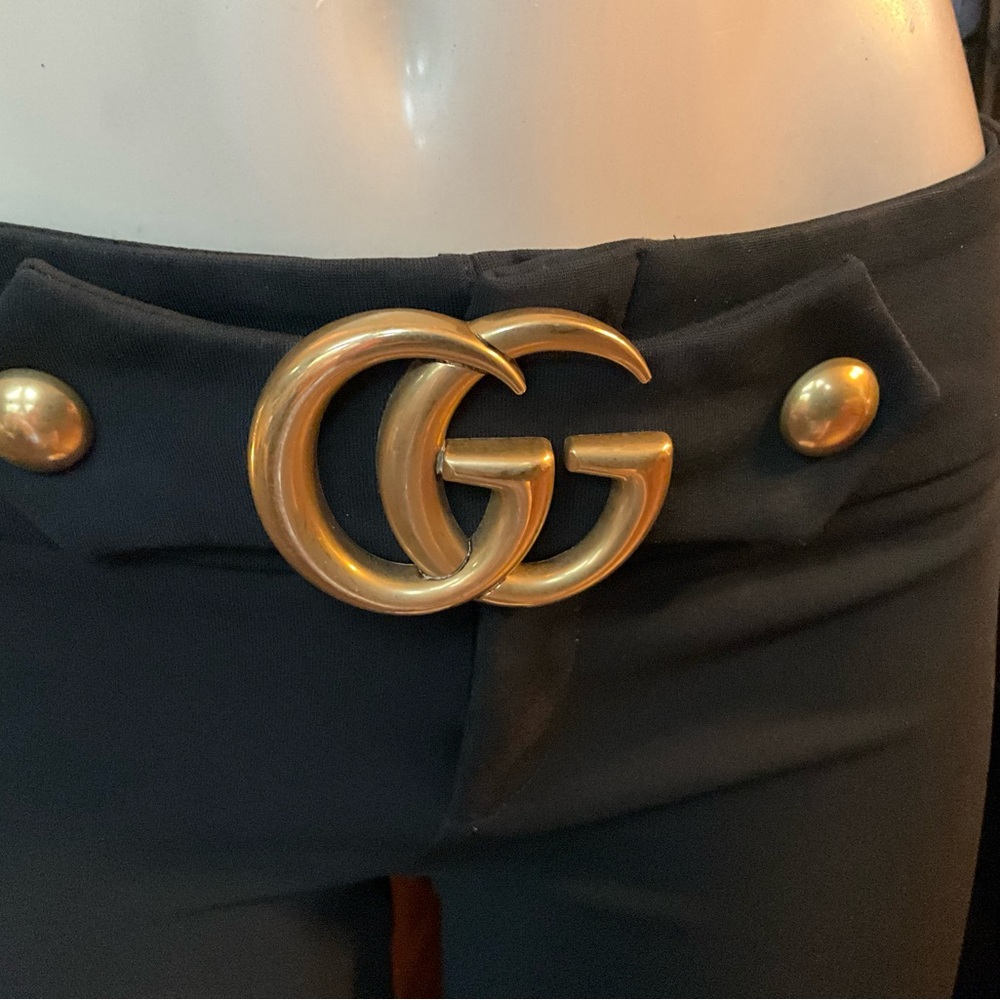 Gucci Black Cropped Ankle Pants with GG Logo